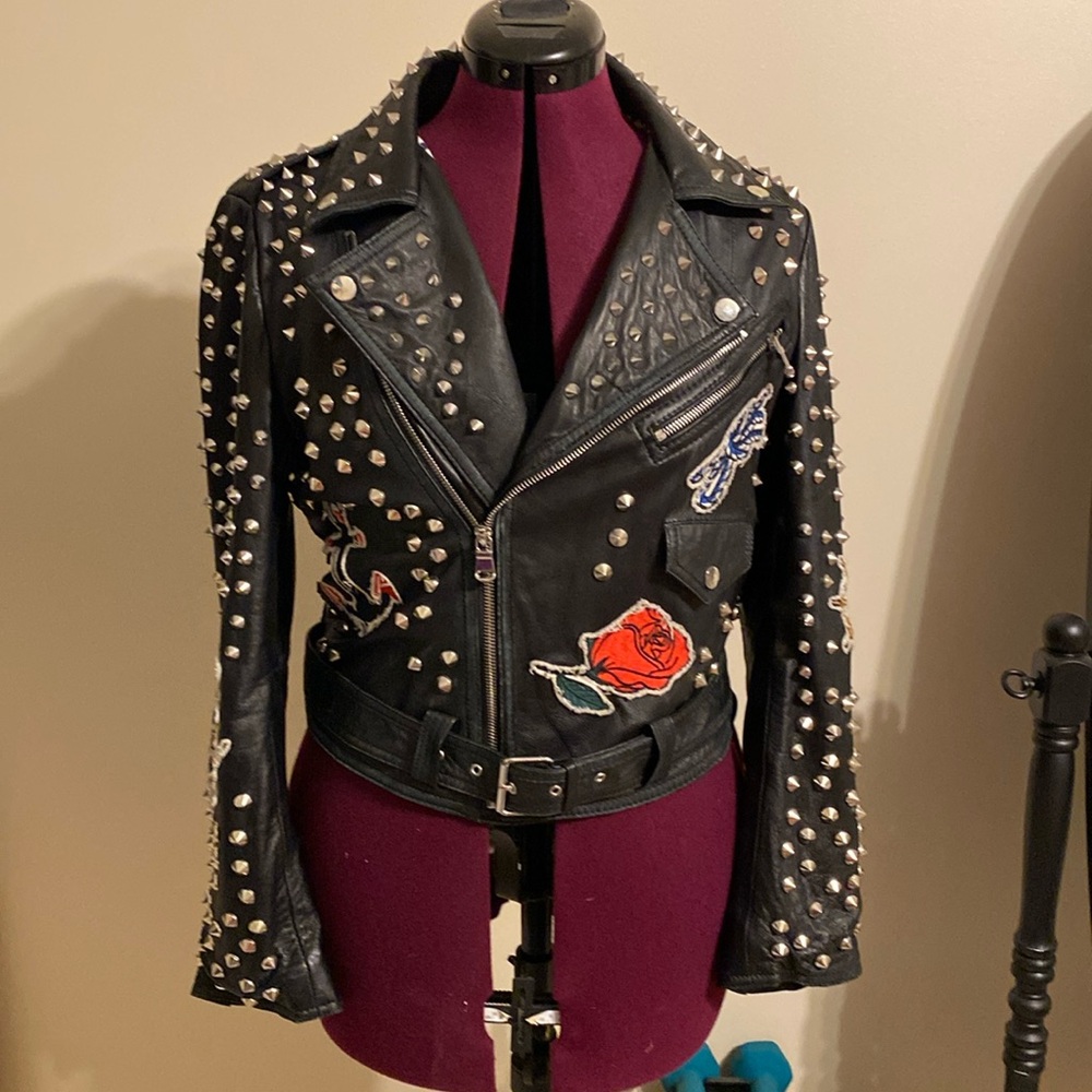 Rare leather studded Zara moto jacket